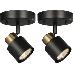 1 Light Track Lighting Kit, 2 Packs Matt Black Brass Finish Adjustable Modern Flush Mount Ceiling Spotlight Wall Sconces for Kitchen, Hallway, Living Room Home Improvement