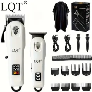 LQT Hair Clippers for Men, Professional Barber Clippers and Trimmer Set, Mens Cordless Clipper, 2 Pcs Set Hair Cutting Kit for Men