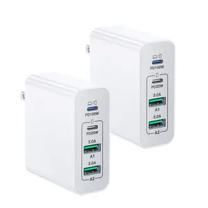 2-Pack 140W Fast Cellphone Charger - 4-in-1 MacBook Charger Block, Fast Charging , Type C 100W Port for Mobile Devices (iPhone, Galaxy, LG, Moto, Tablets) White CY