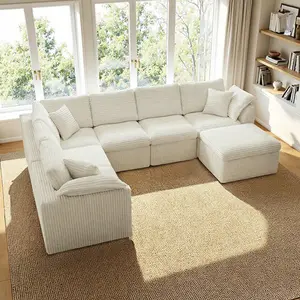 Modular Corduroy Cloud Sofa - Comfy Corduroy Sofa, Modern Sectional Futon Couch with Flexible Splicing, Soft Comfort, Extra-Wide Oversized Plush Seat, Chaise Lounge, Pet-Friendly Indoor Furniture for Families & Apartments tiktokshopspringglowup