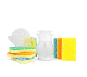 Kitchen Sponge Cleaning Bundle with Dish Soap Dispenser and Sponge Holder