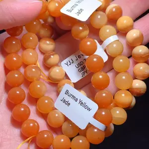 【burma yellow jade】Juicy Orange Yellow Jade Beaded Bracelet gift