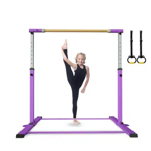 Gymnastic Kip Bar,Horizontal Bar for Kids Girls Junior,3' to 5' Adjustable Height,Home Gym Equipment,Ideal for Indoor and Home Training,300lbs Weight Capacity