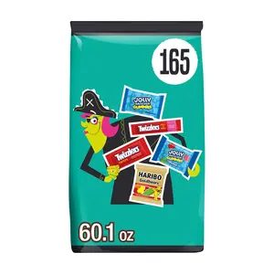 HARIBO, JOLLY RANCHER and TWIZZLERS Assorted Fruit Flavored, Halloween Candy Bulk Bag, 60.1 oz (165 Pieces)