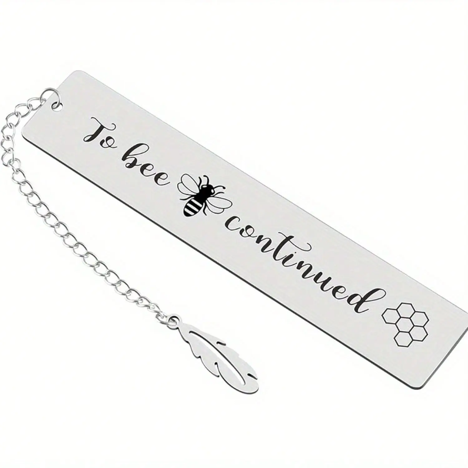 Bee & Leaf Design Lettering Bookmark, 1 Count Stainless Steel Bookmark with Chain, Book Mark for Book Lovers, Unique Gift for Daughters, Sons, Mothers, Wives, Book Accessories