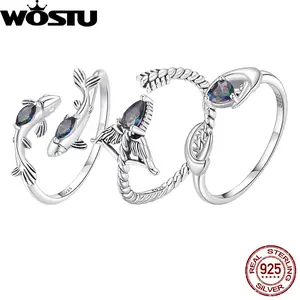 925 Sterling Silver Pisces Zodiac Open Ring Aries Sagittarius Cancer Lucky for Women Birthday Fine Jewelry