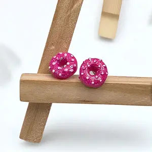 Donut Stud Earring - Multiple Colors Glittery Finish Ideal for Everyday Wear Cute Earring Studearrings