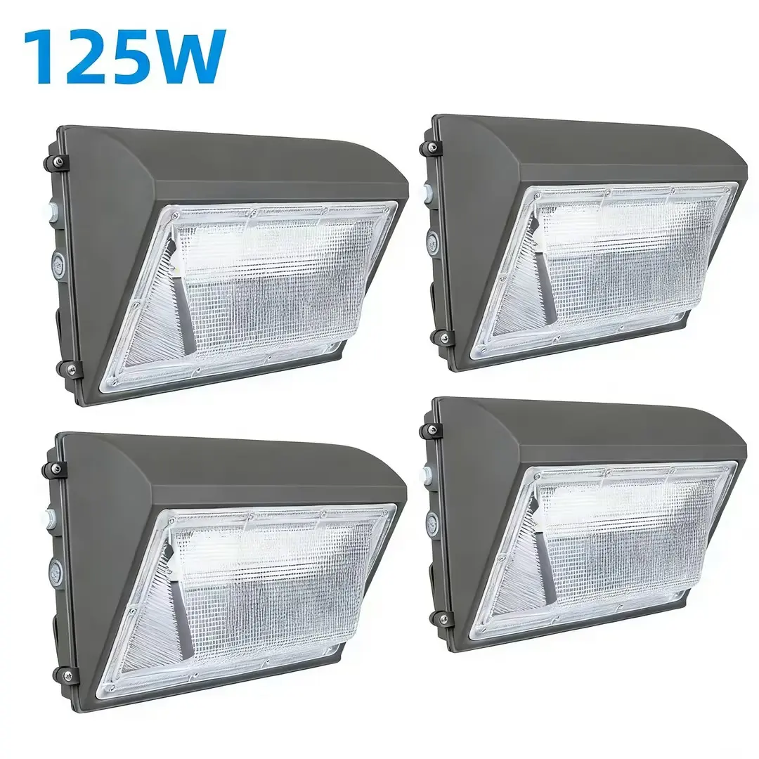 4Pack Commercial Outdoor Wall Lights, 125W LED Wall Pack Lights with Dusk-to-Dawn Photocell, 110-277V 16000Lm 5000K IP65 Water Resistant Eco-Friendly ETL Certified Outdoor Lighting (10-20ft Height) for Building,Yd