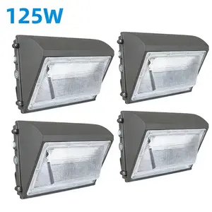 4Pack 125W LED Wall Pack Lights, 110-277v Dusk to Dawn with Photocell 16000Lm 5000K IP65 Outdoor Exterior Lighting for Building,Yard,Warehouse,Factory,Garage, ETL(Height:10~20ft)