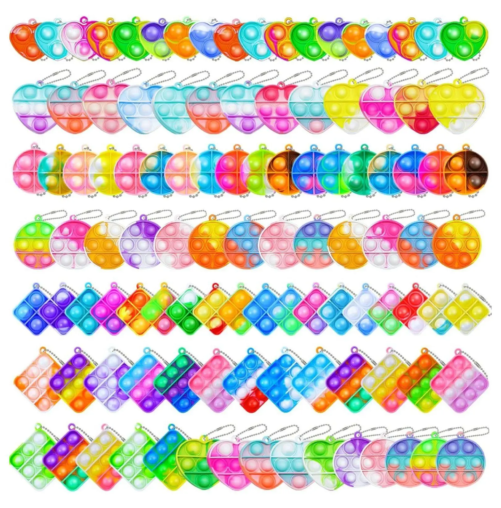 Fidget Toys 108 Pack Mini Pop Its for Kids - Bulk Party Favors for Boys Girls Ages 4-12 - Classroom Prizes, Birthday Goodie Bags, Stress Relievers Multi-colored