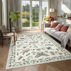 Vintage Animal & Insect Pattern Area Rug, 1 Count Non-slip Soft Floor Mat, Decorative Carpet for Home Living Room Bedroom Study Room, Room Decor for Women