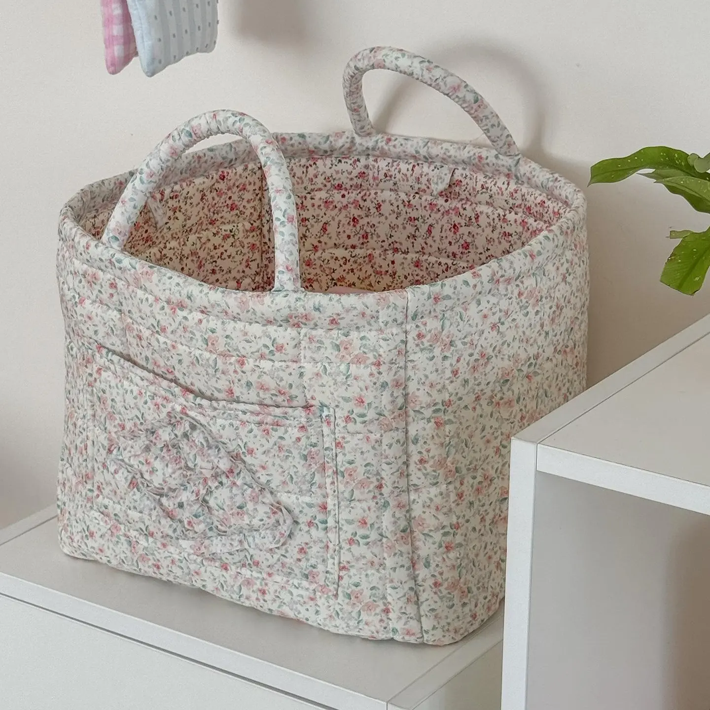 Collapsible Quilted Cotton Laundry Hamper - Square, Classic, Durable Clothes Basket for Small Spaces, College Dorms, Laundry Organization Containers, Clothes Baskets