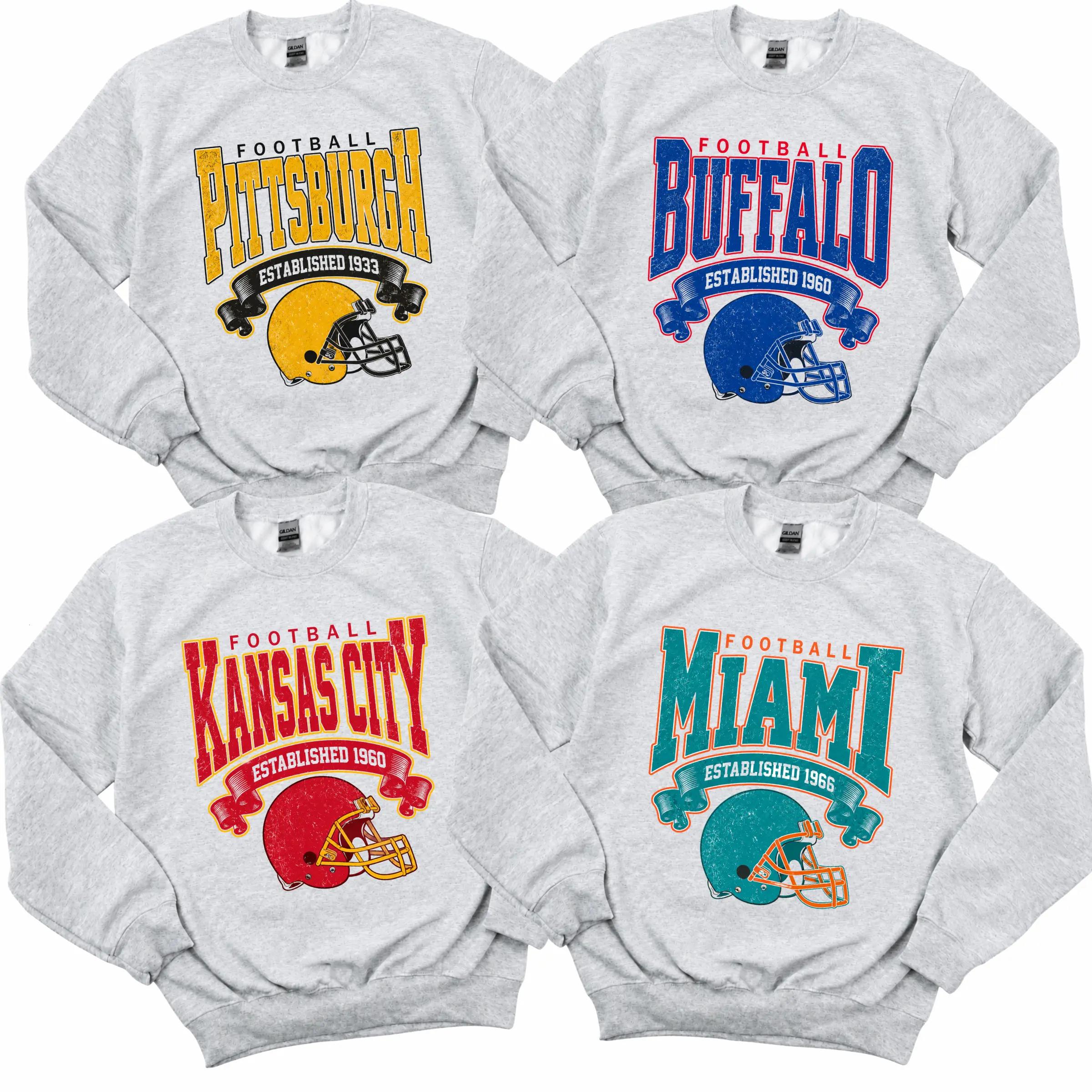 Vintage All Team Football ASH GREY Crewneck Sweatshirt, Hometown Football Game Day Pullover, Vintage Football Throwback Graphic, Gift For Fans