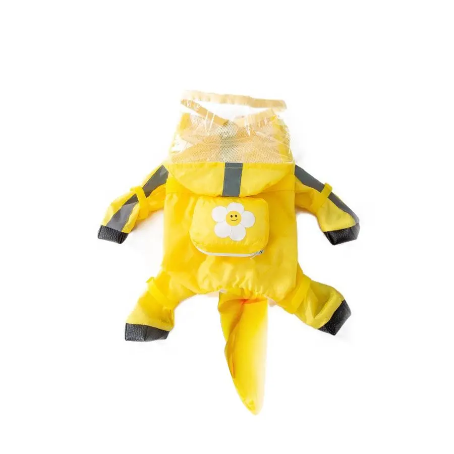 Reflective & Waterproof Dog Raincoat and Bootie Set (Yellow) — Full-Coverage Dog Jacket (with Backpack) — Designed for Small to Medium-Sized Dogs