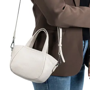 1pc Women lychee grain crossbody bag, premium leather shell handbag with handle and detachable strap, versatile tote bag for workday commute