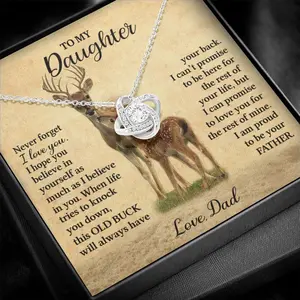 Gift For Daughter "Never Forget I Love You" Love Dad Necklace (Deer) QI1