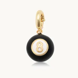 Little Words Project, Magic 8 Ball Charm, Multi-Use Jewelry Accessory, 14K Gold-Plated Brass, Playful Fortune Design