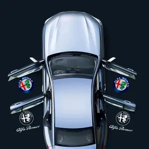 2/4pcs Alfa Romeo Car Door Logo Welcome Light, High Definition Projection Interior Manners Lamp, No Damage Installation, Enhance Atmosphere, Led Ambient Light