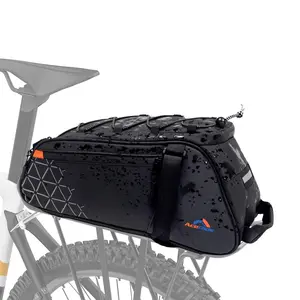 8L Bike Trunk Bag Waterproof Bicycle Rear Rack Pannier for Ebike Electric Bike Road MTB with Reflective Safety Strips Multifunctional Commuter Grocery Shopping Travel Bag fathersdaygift