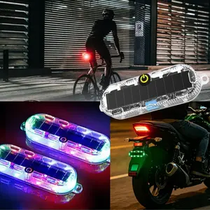 2026 New Motorcycle Electric Vehicle LED Car Tail Flashing Light 4/2/1Pcs Solar Warning Light Collision Prevention Universal Accessories