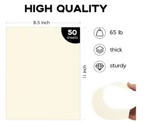 50 Pack Cream Cardstock 8.5 x 11 Off White Card Stock