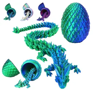 Easter Gift 3D Printed Giant Crystal Dragon, Gradient Color Egg Set, Desktop & Car Interior Decoration, Christmas Gift for Kids or Boyfriend