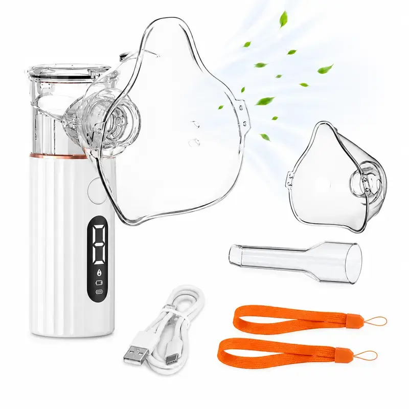 Portable Mesh Nebulizer Machine with Intuitive LED Interface, Rechargeable Mesh Nebulizer, USB Rechargeable Nebulizer, Portable Cordless Handheld Nebulizer, Compact Travel Size, Humidifier