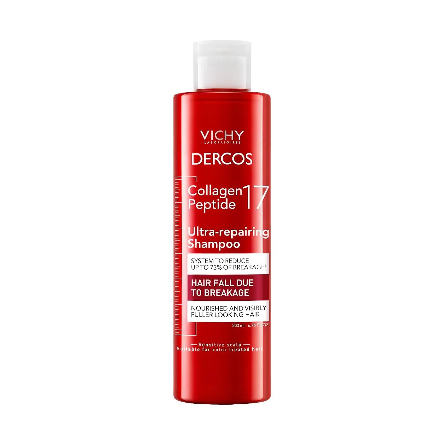 VICHY Dercos Collagen Peptide 17 Ultra-Repairing Shampoo, Anti Hair Fall & Bond Repair for Damaged Weak Hair, Strengthens, Reduces Breakage, Boosts Volume