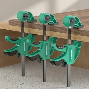 3-Pack Heavy Duty Woodworking F-Clamps Set, Super Load Limit Quick-Release Bar Clamps with Hardened Steel Rail, Non-Deforming One-Handed Trigger Clamps for Carpentry, Glue-ups and DIY Projects