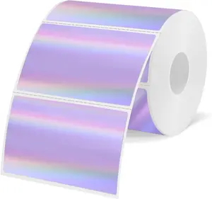 STARBOLING 3x2 Inch Holographic Thermal Labels, Purple Thermal Sticker Labels, Rainbow Glitter Thermal Stickers for Price, Barcode, Mailing, Name, DIY Custom Logo Design, 200 Sheets/1 Roll