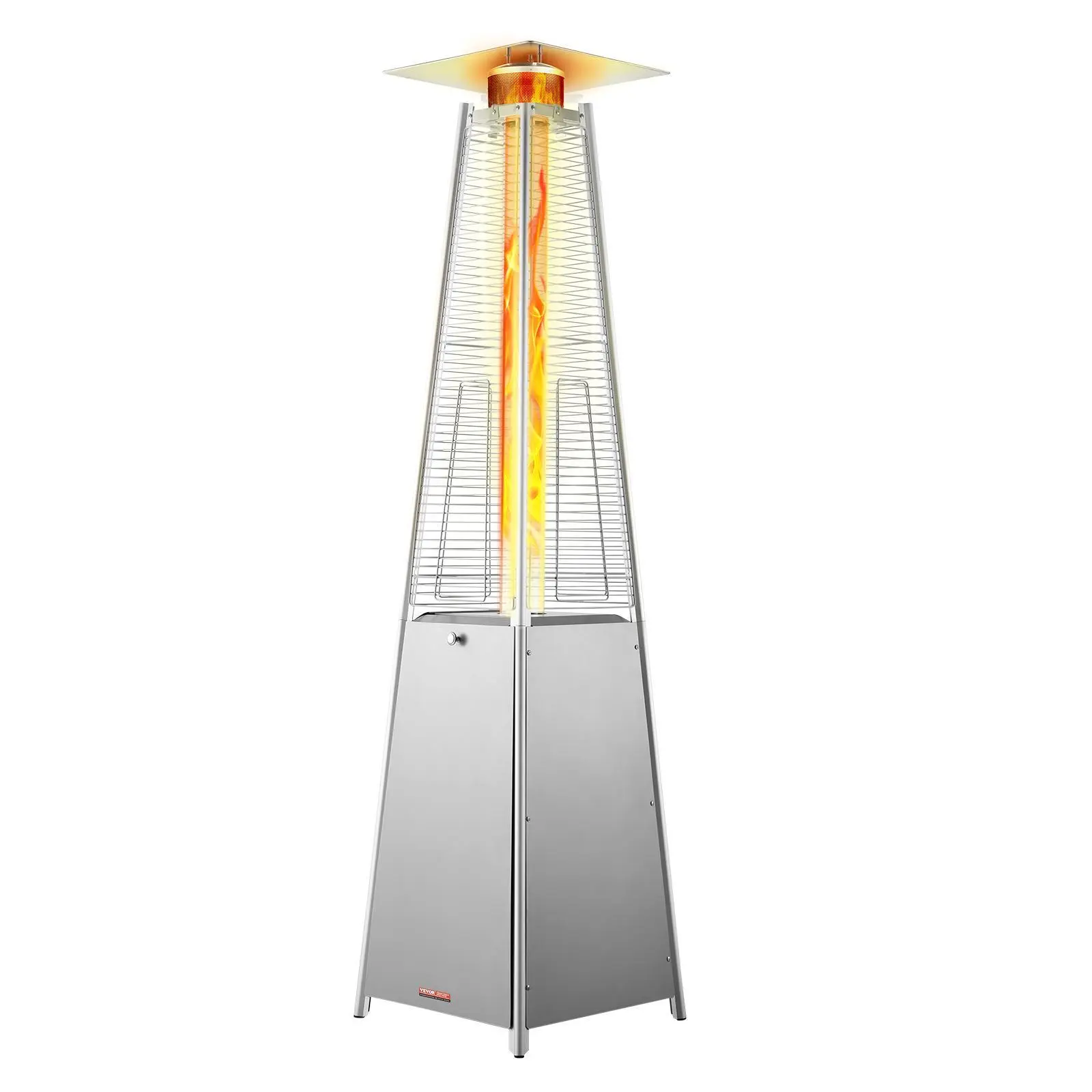 VEVOR Patio Heater for Outdoor Use,  48000BTU Pyramid Propane Heater w/Wheels, Quartz Glass Tube Outdoor Patio Flame Heater for Patio, Party, Backyard, Garden, Decoration, Silver#BacktoSchool