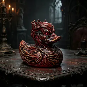 Halloween Horror Devil Duck Ornament, Pattern Tree Spirit Resin Duck, Gothic Style Home Decor, Unique Halloween Decoration