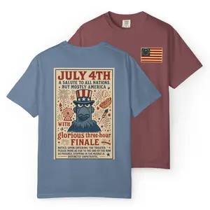 BUT MOSTLY AMERICA - Patriotic Eagle July 4th Fireworks Celebration Casual Cotton Fabric Menswear T-Shirt - Soft Comfort Colors Tee