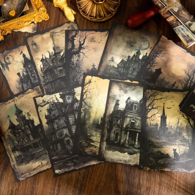 Retro House Design Decorative Paper, 20pcs/set Scrapbooking & Stamping Paper, DIY Handmade Decorative Material for Scrapbooking & Journal Making