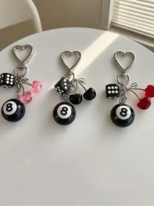 Cherry Bag Charm Keychain, 12K Aesthetic Lucky Fruit Pendant