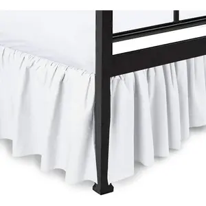Ruffled Bed Skirt White Queen Bed Skirt – Hotel-Quality Ruffles for Queen Beds with 16" Drop – Queen Bedskirt with Platform 100% Microfiber Bed Skirts with Corner Split (White)