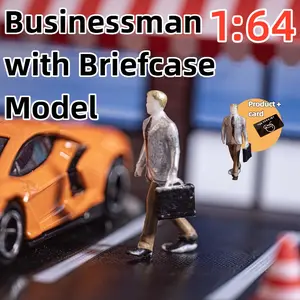 1:64 Scale Silver Businessman Figure with Briefcase, Exquisitely Painted Business People Miniature Model, Suitable for Diorama Scenes, Sand Table Layout, Micro Landscape Building, Diecast Car Scenes, Urban Street Scenes, Office Scenes and Macro Photograph