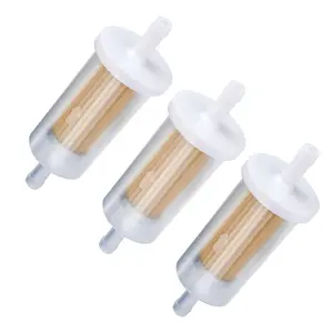 Hipa Pack-Of-3 695666 Inline Fuel Filter Replacement Parts for Briggs & Stratton 845125, John Deere D100-D170, LA105-LA130 Lawn Mower Tractors, 1/4 Inch