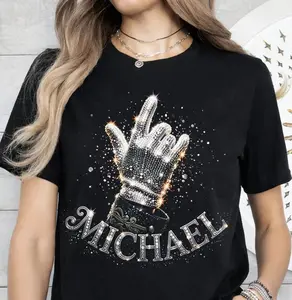 Michael Jackson RHINESTONE Glove Streetwear T-Shirt, Unisex Hip Hop Streetwear Tee