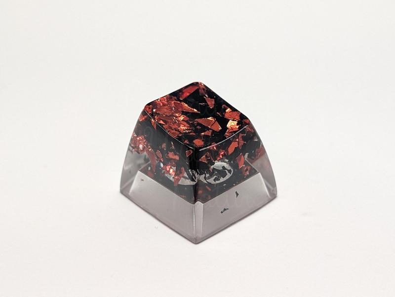 Holographic Film Glitter Artisan Keycap, Glitter Resin Keycap, Sparkly Cute Keycap, OEM SA Escape Keycap, Red Orange White