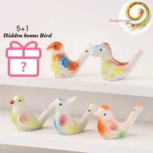 Ceramic Water Bird Whistle Toy with Realistic Bird Sound, Colorful Porcelain Bird Call Whistles, Cute Animal Ocarina with Water for Kids Adults, Stress Relief Desk Toy, Outdoor Camping Hiking Travel Toy, Birthday Easter Gift, Classroom Prize Party Favor