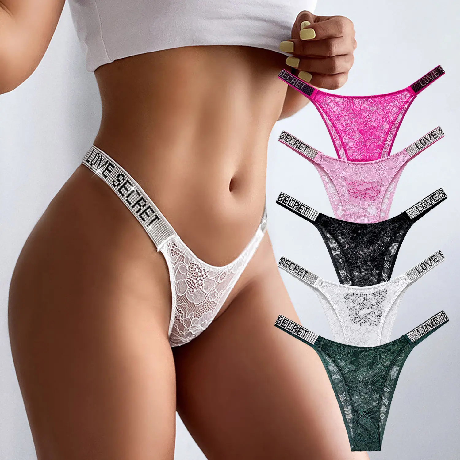 JROZXF 5pcs Women's Rhinestone Lace Thongs Underwear Pack Stretch Sports Briefs Sexy Low Waist Panties Comfortable Breathable Skin-friendly Lady Lingerie Holiday Gifts For Women Lovers Wives - TikTok Shop JROZXF 5pcs Women's Rhinestone Lace Thongs Underwear Pack Stretch Sports Briefs Sexy Low Waist Panties Comfortable Breathable Skin-friendly Lady Lingerie Holiday Gifts For Women Lovers Wives - TikTok Shop