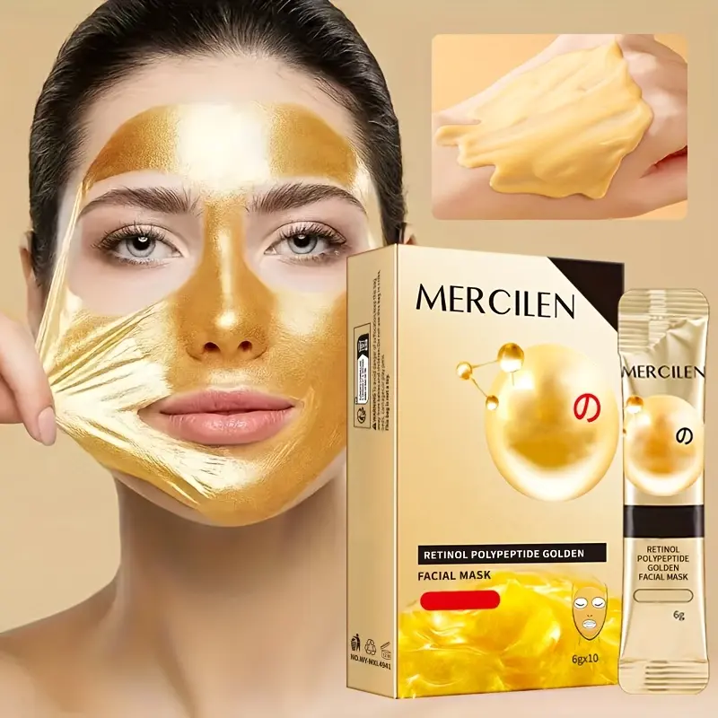 Retinol Snake Venom Gold Mask, 10pcs/box Moisturizer Hydrating
