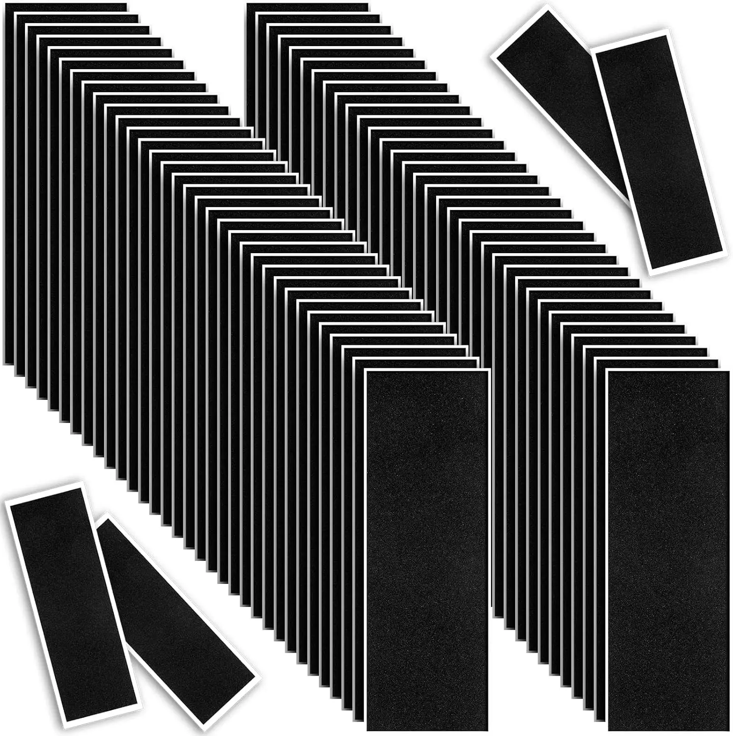 100 Pack Fingerboard Grip Tape Sheets, Black PU Foam Tape, Reusable and Non-Slip for Enhanced Flexibility and Control, Easy Cut for DIY Decks, 4.33 x 1.42 in, Better Control