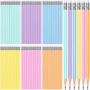 60 Pcs HB Pencils#2 Unsharpened Wood Cased Pencils with Eraser Hexagonal Pencil Cute Graphite No 2 Pen for Adults Gifts Exam School Office Sketching Learning(Macaron Color, Silver)