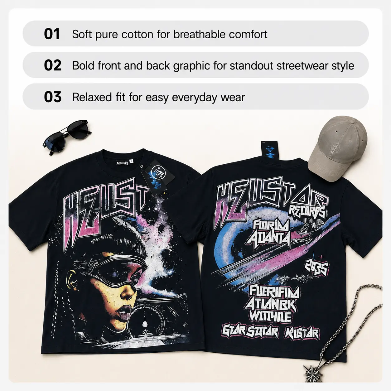 Hell Star Graphic T Shirt Pure Cotton Streetwear Y2K Summer Daily Casual Party Festival Outfit Urban Hip Hop Harajuku Viral Trend TikTok Fashion Vintage Washed Aesthetic Street Style Oversized Men Women Couples Unisex Trendy Top