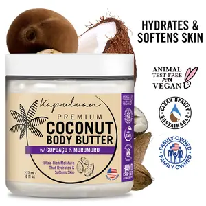 Kapuluan Coconut Body Butter with Cupuacu and Murumuru 8oz Body Care Lotions Silky Moisturize