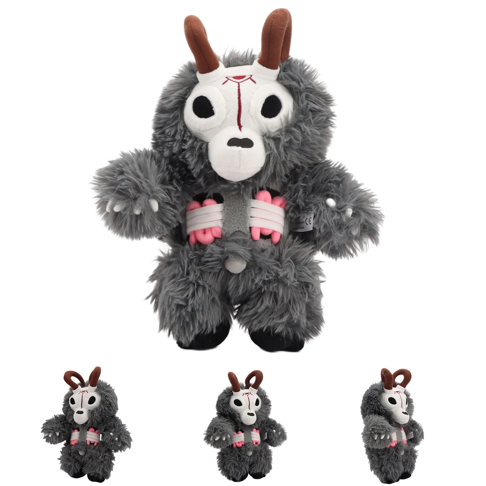 40cm/15.74in Wendigo Plush Toys Soft Stuffed Animal Wendigo Cryptid Plush Gray Long-Haired Skeleton Cow Plush Funny Bull Decorative Ornament & Educational Gift for Halloween and Birthdays Huggable Collectible Soft Furry Collectibles Stuffed Animal Gifts