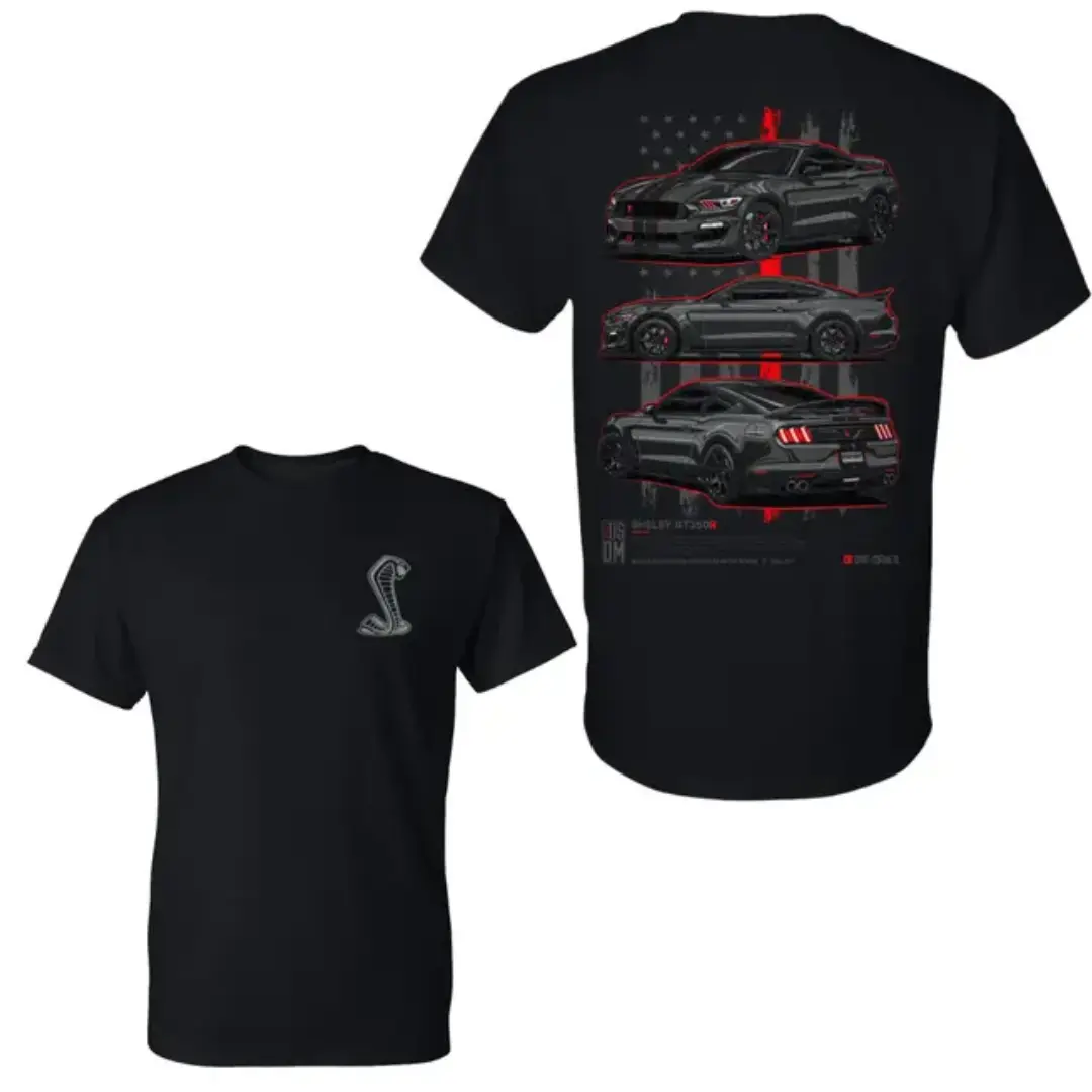 180g[100%cotton][ MADE IN US ] Ford Mustang Shelby GT500 T-Shirt, Performance Muscle Car Graphic Tee, Sports Car Shirt for Men, Made in USA Gift for Car Guys
