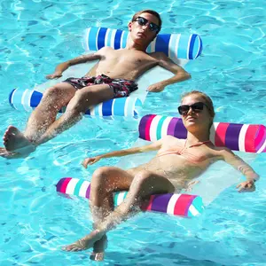 Fabric Water Swimming Pool Floats 2 Pack XL Inflatable Multi-Purpose Hammocks for Adults, Includes Saddle, Lounge Chair & Drifter